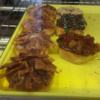Jarams Donuts - Maple with bacon or covered in gummy bears. - Donuts Near Me - Dallas, Texas Jarams Donuts - Maple with bacon or covered in gummy bears. - Donuts Near Me - Dallas, Texas
