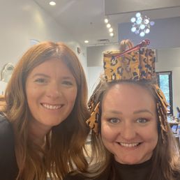 Emily and I looking fabulous as we wait for my hair to process! Emily and I looking fabulous as we wait for my hair to process!