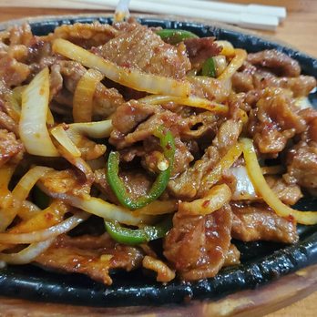 Sam Won Garden - Spicy Pork Bulgogi. I'd rate about a 4/10 on spicy for someone like me who likes about a medium spice usually. - Korean Near Me - Fort Worth, Texas Sam Won Garden - Spicy Pork Bulgogi. I'd rate about a 4/10 on spicy for someone like me who likes about a medium spice usually. - Korean Near Me - Fort Worth, Texas