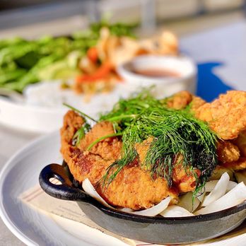 Lily - Chả Cá Thăng Long: Classic Turmeric Fried Fish w/ banh hoi rice noodles, fermented shrimp+pineapple sauce, shrimp chips | $28 - Vietnamese Near Me - San Francisco, California Lily - Chả Cá Thăng Long: Classic Turmeric Fried Fish w/ banh hoi rice noodles, fermented shrimp+pineapple sauce, shrimp chips | $28 - Vietnamese Near Me - San Francisco, California