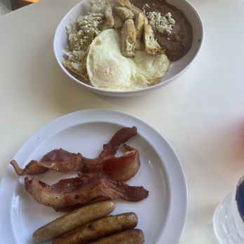 JJ's Cafe - bacon sausage green chilaquiles - Waffles Near Me - Dallas, Texas JJ's Cafe - bacon sausage green chilaquiles - Waffles Near Me - Dallas, Texas