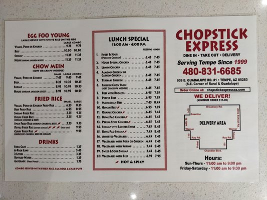 Menu photo 2 Chopstick Express Tempe, AZ