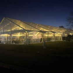 DFW Main Attractions - Clear structure tent with bistro lights