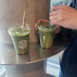 iced matcha latte with signature house made syrup iced matcha latte with signature house made syrup