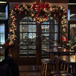 The front door from inside the restaurant.