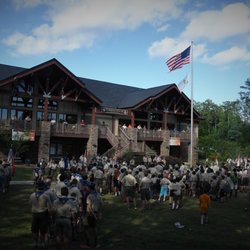 Bert Adams Scout Camp - Evening flag ceremony in front of the Love Dining Hall
