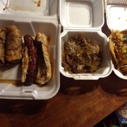 Rucker's Bar B Q - Egg rolls, beef brat, chicken nachos