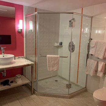 Flamingo Las Vegas - Bathroom - the shower had a million controls, some of them were ridiculously sad.  Normal showerhead water pressure was fine. - Hotels Near Me - Las Vegas, Nevada