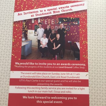 Level Ground Coffee Shop - Award ceremony invite to celebrate students - Cafes Near Me - Dundonald, BFS