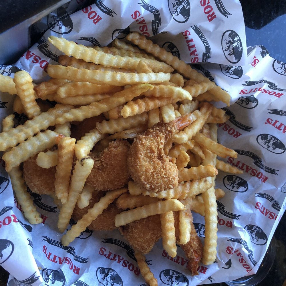 Fries and fried shrimp- really good shrimp! Fries and fried shrimp- really good shrimp!