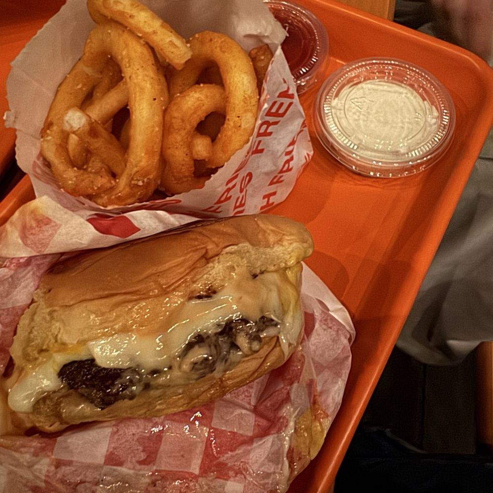 Burger & salt and vinegar fries with horseradish sauce Burger & salt and vinegar fries with horseradish sauce