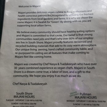 Majani Food Emporium - Restaurant History - Vegan Near Me - Chicago, Illinois Majani Food Emporium - Restaurant History - Vegan Near Me - Chicago, Illinois