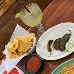 Mr Jalapeno Restaurant - Ordered 2 but got 3 grilled jalapeños ... grande jalapeños margarita $12.99, salsa, and chips were all amazing !!!