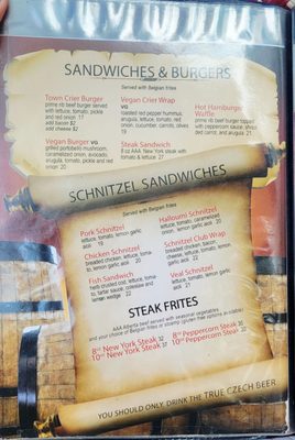 Menu photo 1 Town Crier Pub Toronto, ON Menu photo 1 Town Crier Pub Toronto, ON