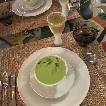 Alinea - Chilled English Pea Soup was the second course. - New American Near Me - Chicago, Illinois