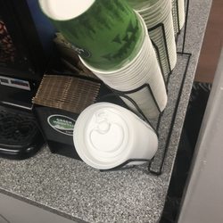 Jiffy Mart - A convenient pile of cups a lids for every dirty infested pig to touch and grope before you get there.