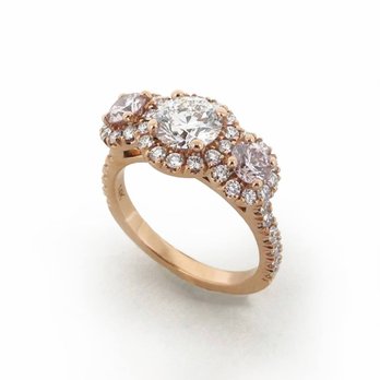 Kimberfire - Three-Stone Halo Engagement Ring - Jewelry Near Me - Toronto, Ontario Kimberfire - Three-Stone Halo Engagement Ring - Jewelry Near Me - Toronto, Ontario