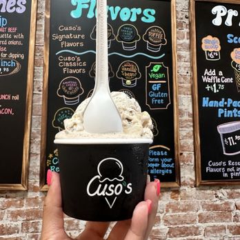 Cuso's Creamery - Maple bourbon praline & Brown butter banana toffee crunch - Ice Cream & Frozen Yogurt Near Me - Santa Barbara, California Cuso's Creamery - Maple bourbon praline & Brown butter banana toffee crunch - Ice Cream & Frozen Yogurt Near Me - Santa Barbara, California