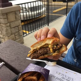 Overcooked meat , blackish bun