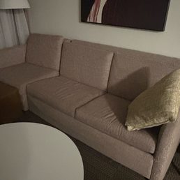 Sofa was nasty! Looked like a cat had clawed it and the middle and right cushions were sunk in compared to the left.