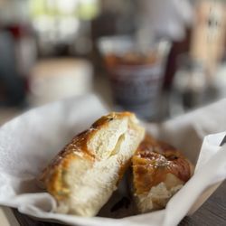 Bagels & Brew - Cheddar Jalapeno with Cream Cheese and toasted