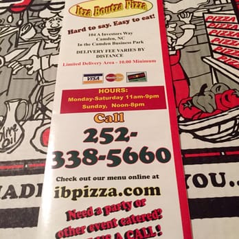 Itza Boutza Pizza - Front of menu - Pizza Near Me - Camden, North Carolina Itza Boutza Pizza - Front of menu - Pizza Near Me - Camden, North Carolina