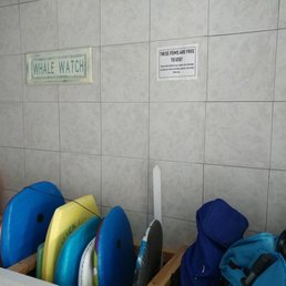 Beach chairs and boogie boards for guest use