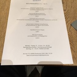 Schürmanns Hafenkantine - Speisekarte aus November 17