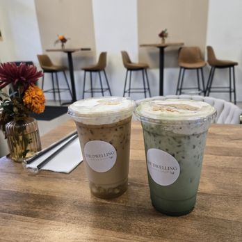 The Dwelling Coffee Shop - Pumpkin pie Matcha & Banana cream - Coffee & Tea Near Me - San Dimas, California The Dwelling Coffee Shop - Pumpkin pie Matcha & Banana cream - Coffee & Tea Near Me - San Dimas, California