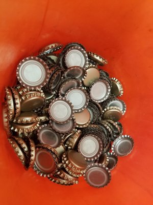 Photo of Galco's Soda Pop Stop - Los Angeles, CA, US. Bucket of new caps for the Soda Creation Station.