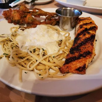 Red Raven - Salmon, alfredo spaghetti & fried broccolini - Wine Bars Near Me - Williams, Arizona Red Raven - Salmon, alfredo spaghetti & fried broccolini - Wine Bars Near Me - Williams, Arizona