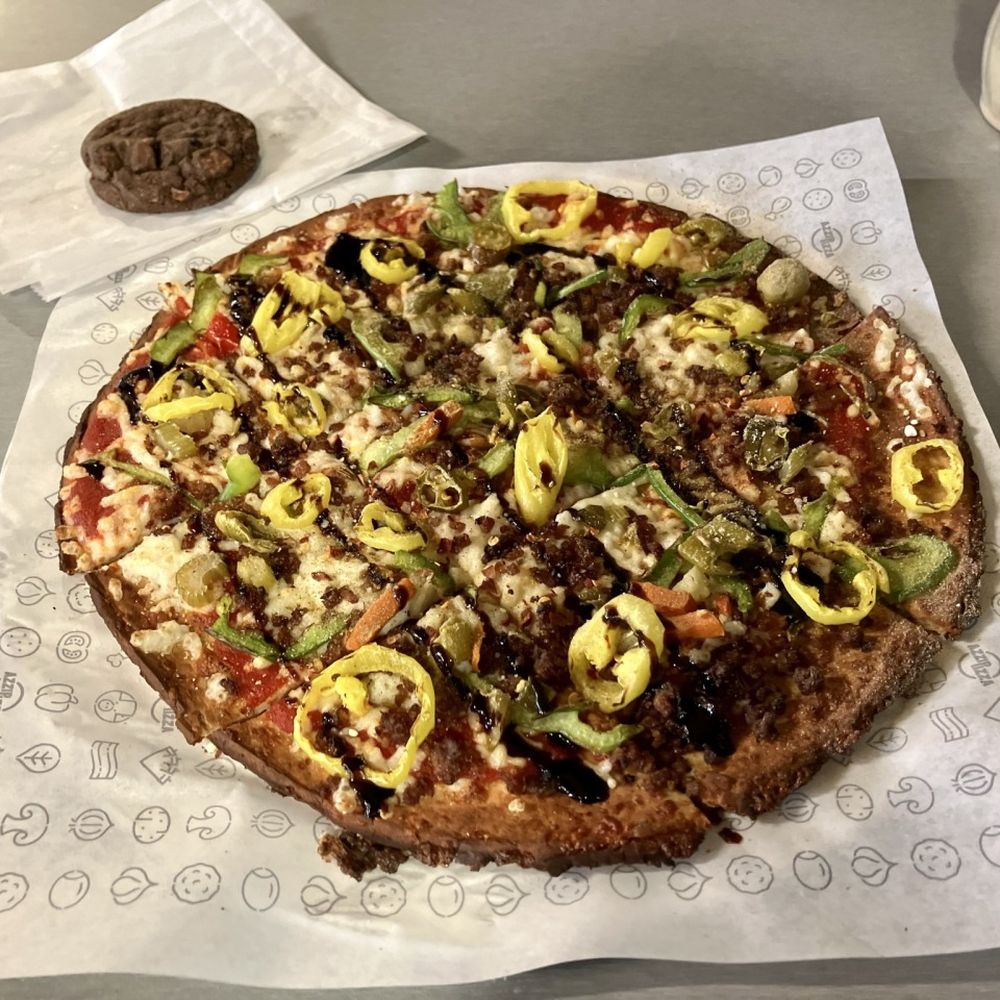 Azzip Pizza - Custom pizza, double chocolate brownie cookie - Pizza Near Me - Bloomington, Indiana Azzip Pizza - Custom pizza, double chocolate brownie cookie - Pizza Near Me - Bloomington, Indiana
