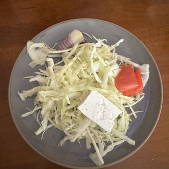 Teuta Qebaptore - Salad with cabbage, onions, tomatoes and feta - Modern European Near Me - Bronx, New York Teuta Qebaptore - Salad with cabbage, onions, tomatoes and feta - Modern European Near Me - Bronx, New York