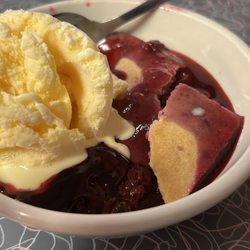 Gerber Michael W - Blackberry cobbler with ice cream.
