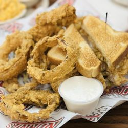Norma's Cafe - Chicken Fried BLT with Onion Rings