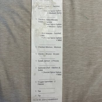 Twisted Pizza & Curries - Receipt of food ordered - Pizza Near Me - Richmond, Texas Twisted Pizza & Curries - Receipt of food ordered - Pizza Near Me - Richmond, Texas
