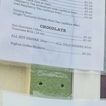 Bigfoot Coffee - Coffee and food menu - Coffee & Tea Near Me - Newfane, Vermont Bigfoot Coffee - Coffee and food menu - Coffee & Tea Near Me - Newfane, Vermont