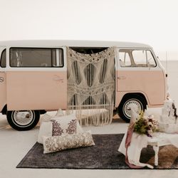 Utah Vintage Rentals - Salt Flat Wedding, Desert Wedding, Wedding Decor, Macrame, Boho Pillows, Geometric Cake, Utah Vintage Rentals, Wedding Rentals