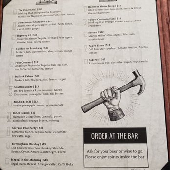 Hammer Workshop & Bar - Menu - Cocktail Bars Near Me - Anaheim, California Hammer Workshop & Bar - Menu - Cocktail Bars Near Me - Anaheim, California