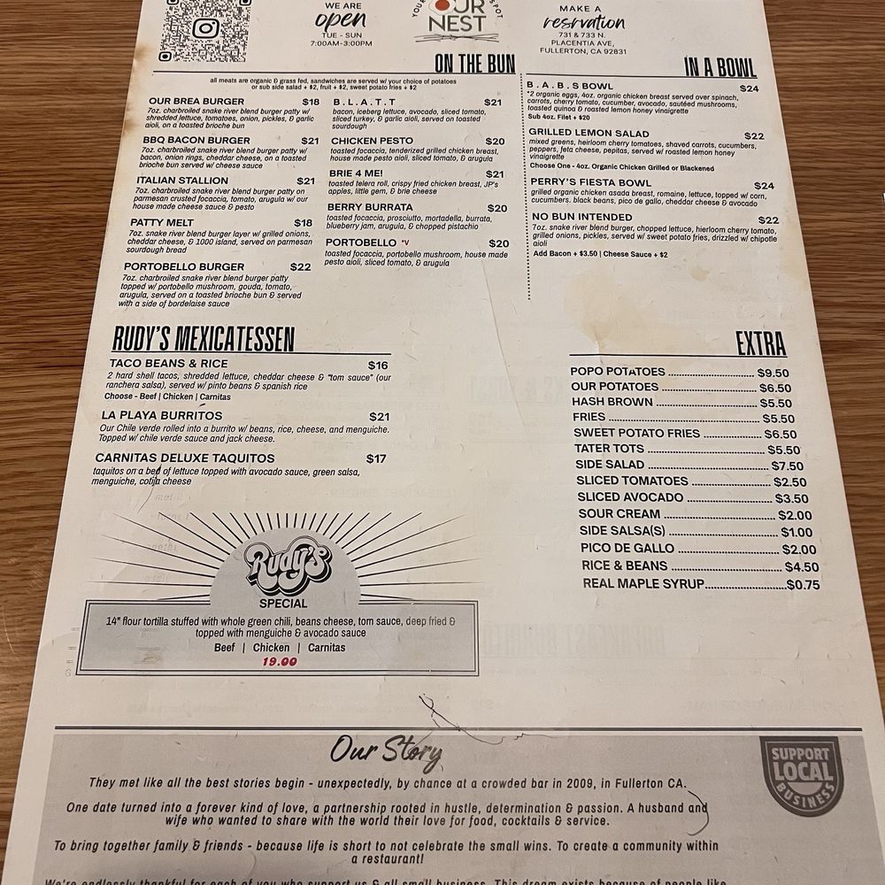 Our Nest - Breakfast & Brunch Near Me - Brea, California