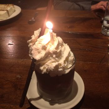 Orso - Chocolate cream with a birthday candle! - Italian Near Me - Anchorage, Alaska