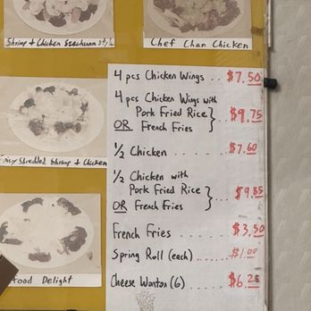 Chef Chan Resturant - Wall menu. October 2024 - Chinese Near Me - East Rutherford, New Jersey
