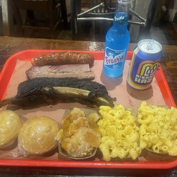Terry Black's Barbecue - Jalapeño cheddar sausage, brisket, beef ribs, mac&cheese, corn bread, peach cobbler - total for drinks with tip $118.00 - Barbeque Near Me - Austin, Texas Terry Black's Barbecue - Jalapeño cheddar sausage, brisket, beef ribs, mac&cheese, corn bread, peach cobbler - total for drinks with tip $118.00 - Barbeque Near Me - Austin, Texas