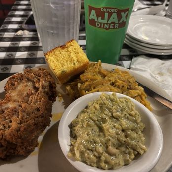 Ajax Diner - Meatloaf, squash casserole, broccoli rice casserole, and jalapeño cornbread! So good!!! - Southern Near Me - Oxford, Mississippi