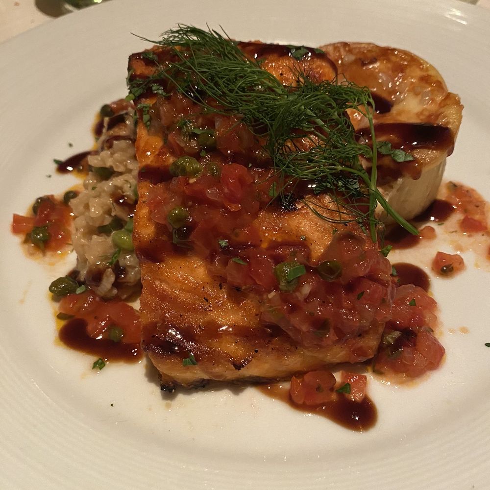 The Bistro - Salmon and risotto - New American Near Me - Indio, California The Bistro - Salmon and risotto - New American Near Me - Indio, California