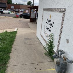 Parked on the side and this is a photo coming up the side with their signage