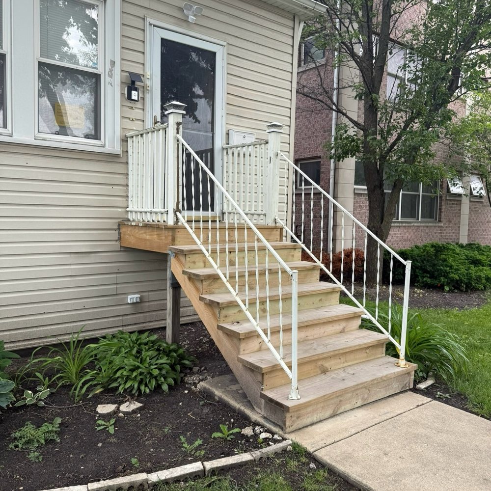 Before - my terrible stairs the previous contractor built (photos taken on iPhone 16 pro)