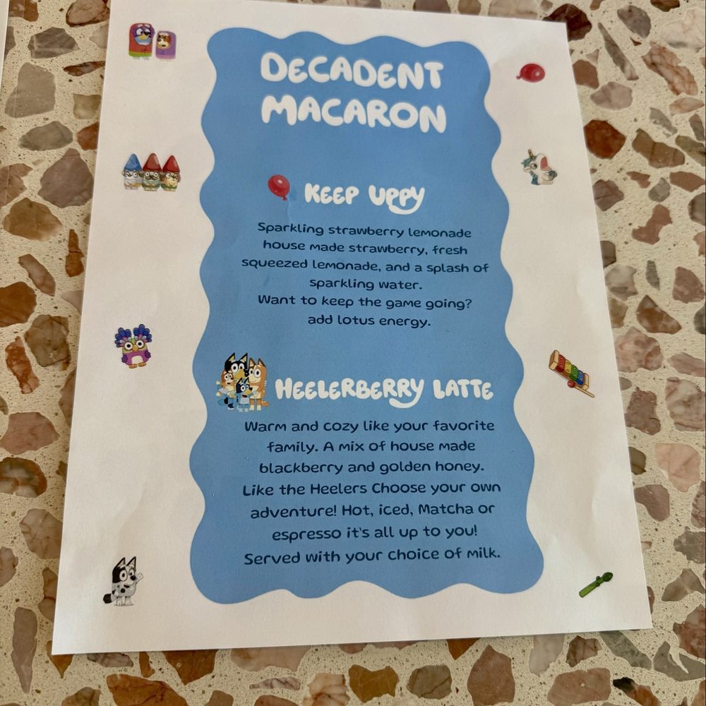 Decadent Macaron - Bluey Special Drink Menu - Macarons Near Me - Gilbert, Arizona