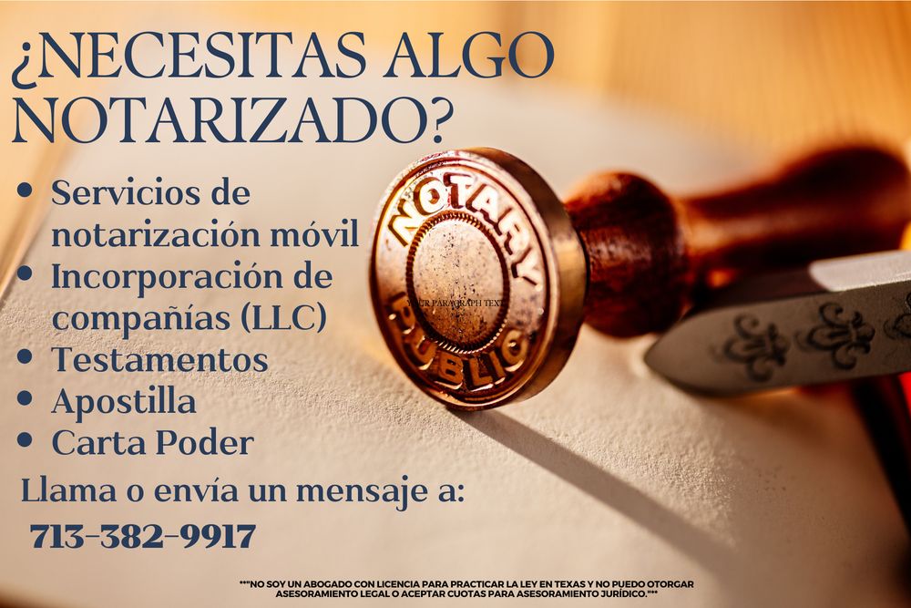 JLP MOBILE NOTARY SERVICES Request a Quote Houston, Texas