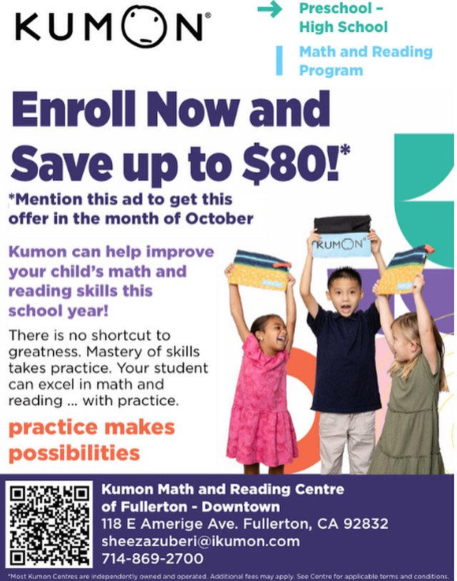 Kumon Math and Reading Center of Fullerton - Downtown - reading tutor in FULLERTON, CA